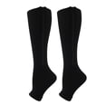 thumbnail image 1 of 1 Pair Compression Stockings Exquisite Pattern Breathable Cotton Open Toe Zipper Compression Stockings Leg Sleeve for Girl, 1 of 8
