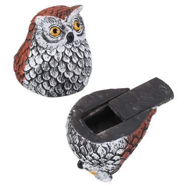 Uxcell Cache une Clé à l'Extérieur, Fausse Hibou Cache une Clé de Rechange Extérieur Étanche Cachette de Clé Décoration Rangement Sécuritaire Boîte de Verrouillage Porte-Clés Caché pour Décoration de Jardin à l'Extérieur, Brun Blanc