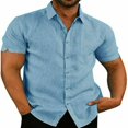thumbnail image 1 of Chemise à Manches Courtes pour Homme, Boutonnée, Col Évasé, Hauts Unis, 1 of 5