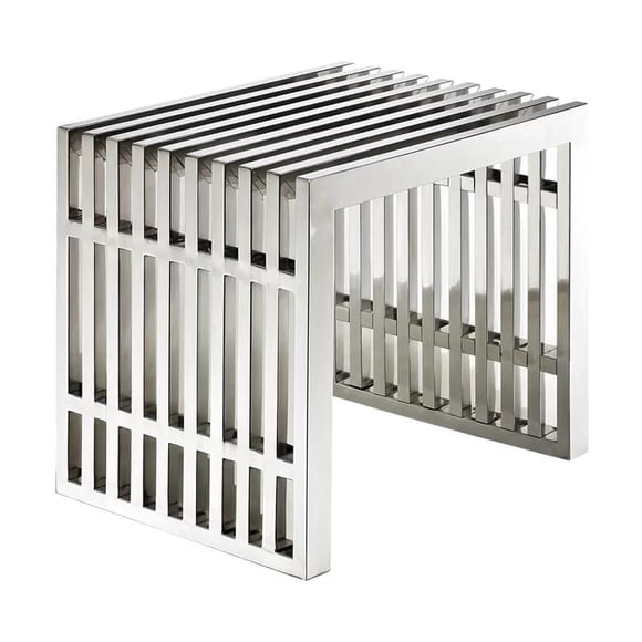 Oaken Small Bench in Chrome, Metal Bench, Polished Bench in Chrome, Small Metal Bench, Entry Bench, Metal Modern Bench in Polished finish