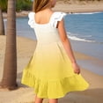 thumbnail image 5 of MIASHUI Robes pour Filles à Manches Volantées Extensibles, Coupe Trapèze Évasée, Robe d'École, Jaune, 9-10 Ans, 5 of 5