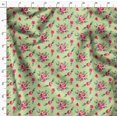 thumbnail image 4 of Soimoi Tissu en Jersey de Coton Vert Imprimé Feuilles & Roses au Mètre 58 Pouces de Large, 4 of 5