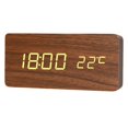 thumbnail image 2 of yuksok Digital Alarm Clock USB/Battery Wooden Setting LED for Office Home Decor Brown, 2 of 9