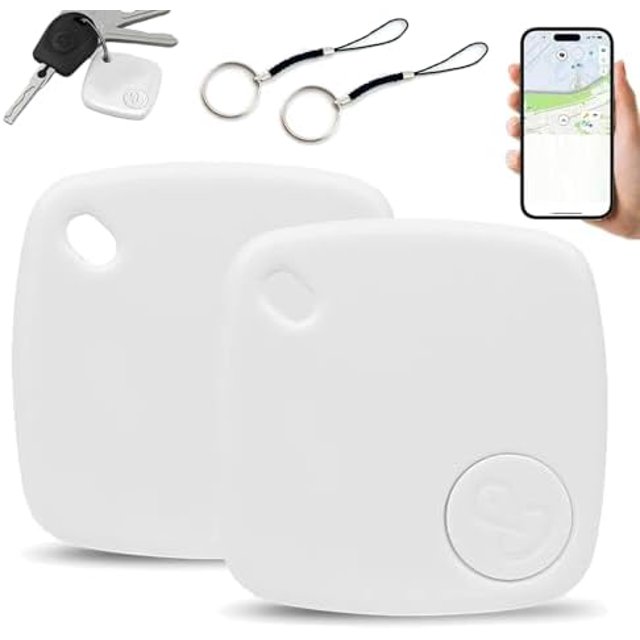 𝐢𝐓𝐚𝐠𝐏𝐫𝐨, 𝐢𝐓𝐚𝐠𝐏𝐫𝐨 Pets, Keys, Backpack, Suitcase GPS Tracker. with 𝐀𝐩𝐩𝐥𝐞 Find My (iOS Only, Not for Android), Replaceable Battery (White 2pcs)
