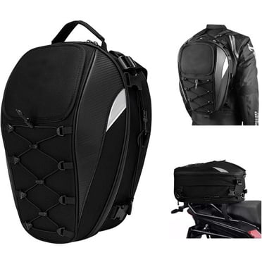 Intexca Sac de Casque Imperméable Sac de Queue de Moto Sac à Dos avec Housse Imperméable et Filet de Chargement Supplémentaire - Durable, Spacieux et Sécuritaire pour les Cyclistes