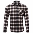 thumbnail image 1 of Pompotops Homme Automne Décontracté Coupe Ajustée Manches Longues Col Rabattu à Carreaux Poche Haut Blouse Chemise en Solde, 1 of 3