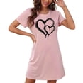 thumbnail image 4 of Mrat Chemise de Nuit pour Femme Chemise de Nuit pour Femme Tenue de Nuit Manches Courtes Chemise de Nuit Décontractée Imprimée Robe de Nuit Ample Confortable Pyjama S-79 Rose-A TTG, 4 of 7