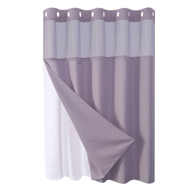 Shower Curtain For Bathroom 71 in W x 74 in H Reversible Heavy Duty Polyester Fabric With Built-in Large Rings