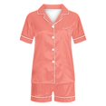 thumbnail image 4 of Yuyuzo Pajama Sets for Women 2 Piece Short Sleeve Button down Shirts Lounge Sets Color Block Soft Pj Sets, 4 of 4