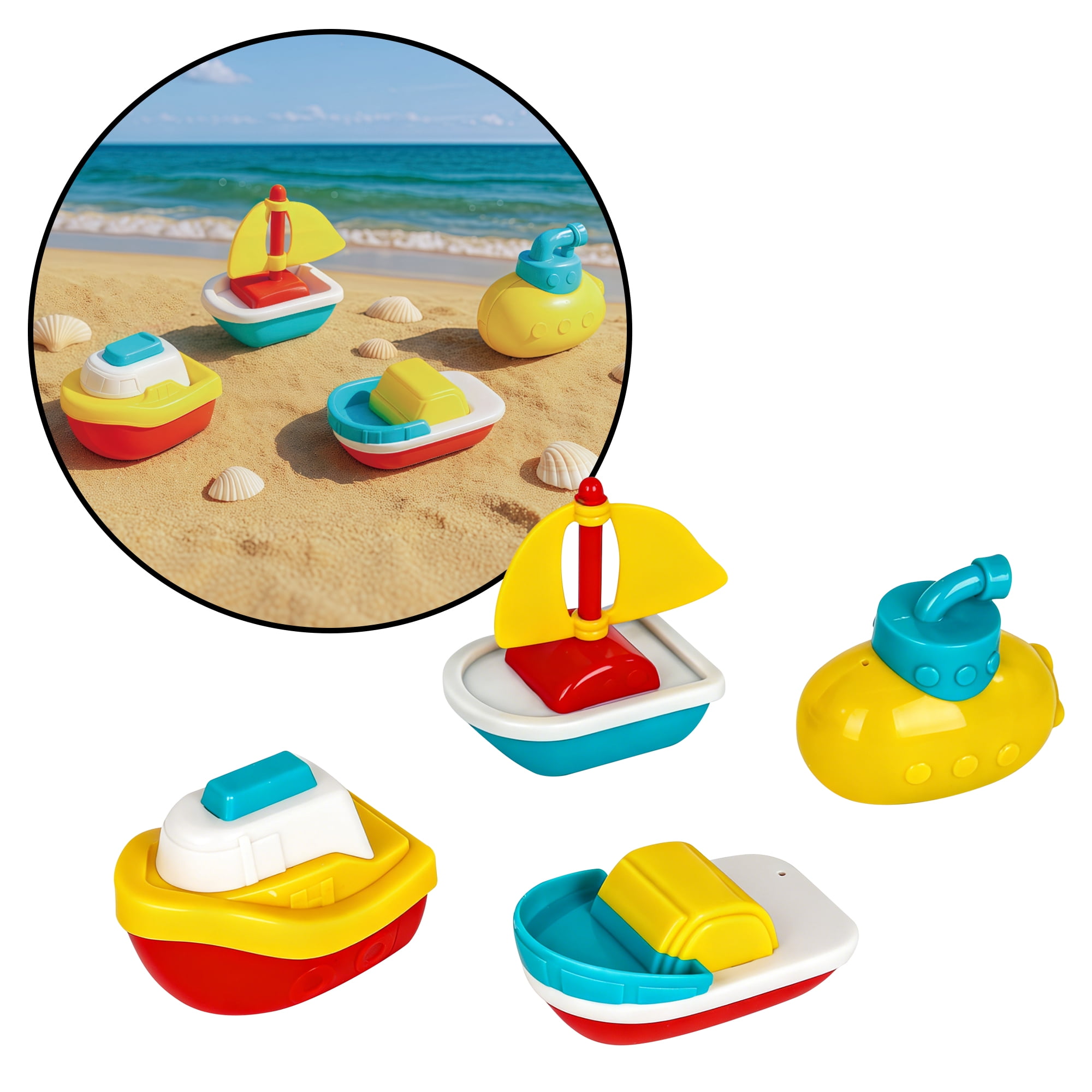 PLAY DAY PL Nouveau Jeu de Bateaux de Plage (4 pièces) – Jouets d’extérieur pour sable et plage