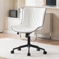 thumbnail image 1 of Home Office Desk Chair with Comfy Back Ergonomic Modern Faux Leather Swivel Rolling Task Computer Chair with Wheels Armless Adjustable Vanity Chair for Study Sewing Drafting, 1 of 6