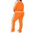 thumbnail image 4 of MAWCLOS Women Plus Size Slim Leg Sweatsuits Running Long Sleeve Jacket+Sweatpants Orange L, 4 of 5
