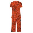 thumbnail image 3 of Jamicy Ensemble de Pyjama en Soie pour Femmes Vêtements d'Intérieur pour Femmes Mode Décontractée Ample Imprimé Col Rond à Boutons Ensemble de Pyjama Capri Pyjama d'Halloween, 3 of 4