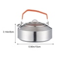 thumbnail image 3 of Bouilloire de Camping en Acier Inoxydable pour l'Extérieur / Qualité Alimentaire 304 / Capacité de 1 L et 1,6 L / Poignée Pliable / Portable et Durable / Compatible Flamme Nue pour la Randonnée, Faire Bouillir de l'Eau, Café, Thé, Survie / Argent, 3 of 9