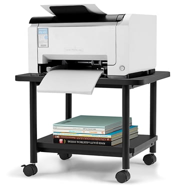 Patiojoy Chariot d'Imprimante à 2 Niveaux Roulant sous le Bureau avec 2 Étagères de Rangement Support d'Imprimante pour Bureau à Domicile Noir