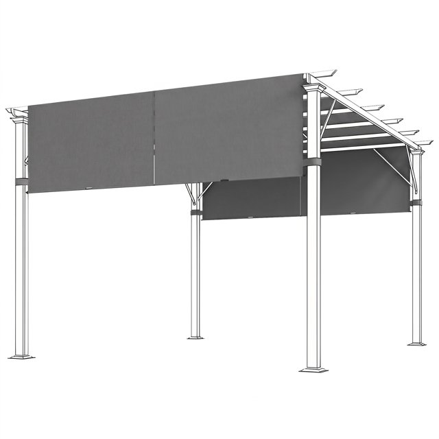 Outsunny 2 Pcs Auvent de Pergola 16 x 4 Pi, Protection UV pour Pergola, Gris Foncé