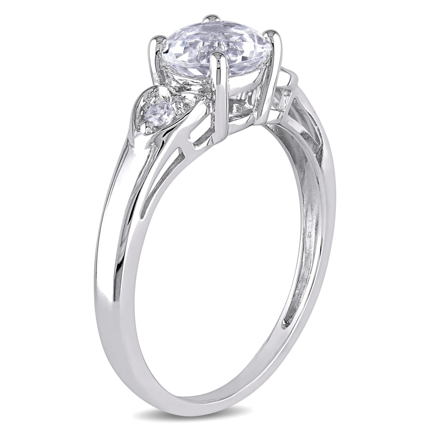 Bague de fiançailles Miabella avec topaze blanche 1,25 CT PBT et accents de diamants