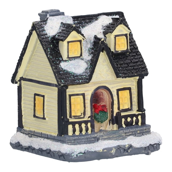 Fyydes Maison de Village à DEL pour Ville, Lumière de Village de Noël à DEL Écologique à Haute Luminosité, Maison de Noël Illuminée pour Décoration et Cadeaux, Village de Noël en Résine