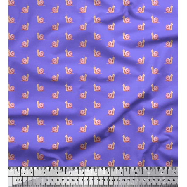 Soimoi Cotton Poplin Fabric Snail Insects Print Fabric by The Yard 56 Inch Wide