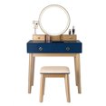 thumbnail image 3 of Gymax Ensemble de Coiffeuse Maquillage avec Miroir à Gradation à Écran Tactile Bleu Marine, 3 of 8