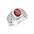 thumbnail image 4 of RYLOS Men's Rings Sterling Silver Designer Nugget Ring Oval 9X7MM Gemstone & Diamonds  Garnet January Birthstone Rings For Man Size 10, 4 of 7