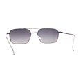thumbnail image 2 of Mens Old School Double Bridge Narrow Rectangle Metal Rim Sunglasses Gunmetal Smoke, 2 of 4
