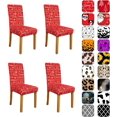 thumbnail image 1 of Merry Christmas Chair Covers for Dining Room Set of 4, Red Xmas Stretch Dining Chair Cover 4 Pieces, Washable Kitchen Chair Slipcovers 4 Pack, Removable Seat Protector for Christmas Decor, 1 of 4
