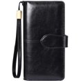 thumbnail image 1 of Wallet Leather Ladies Protection Ladies Wallet Large Many Compartments, Wallets Women Large Leather With Many Card Slots And Zipper Gold Purses Ladies Long Xxl (Black), 1 of 7