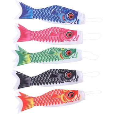 5 x Japanese carp windsock, streamers, fish flag, kite, koinobori, hanging decoration for Japanese sushi bar, izakaya room