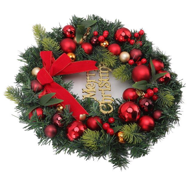 Artificial Christmas Garland, Christmas Wreath Handmade Exquisite Details High Color Fastness Iron Wire Electroplated Ball For Window