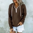 thumbnail image 2 of Besolor Womens Fall Fashion Quarter Zip Hoodies Sweatshirts Casual Long Sleeve Solid Color V Neck Drawstring Pullover Tops, 2 of 6