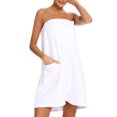 thumbnail image 2 of Kaemgyyd Women's Wrap Bath Robe Fleece Quick Drying Tube Robes Lightweight Adjustable Short Bathrobe with Pocket, 2 of 7