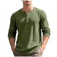 thumbnail image 1 of fatyb Casual Shirts for Men Long Sleeve Tshirts Button Pullover Solid Color Mens Lightweight Tee Tops, 1 of 7