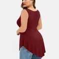 thumbnail image 3 of Levmjia Débardeurs pour Femmes Grande Taille Sans Manches en Solde Dentelle Florale Unie Col Rond Asymétrique Blouse, 3 of 6