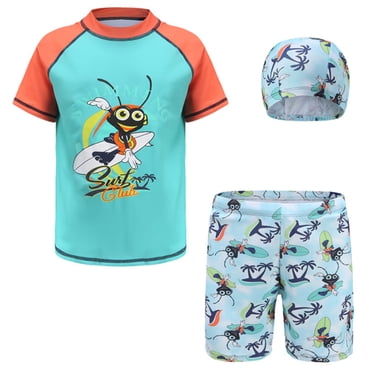 Doomiva Boys Rashguard Swimsuit Kids Swim Set 2 Piece Short Sleeve Swim Shirts and Trunks Swimming Suit Mutti XXL