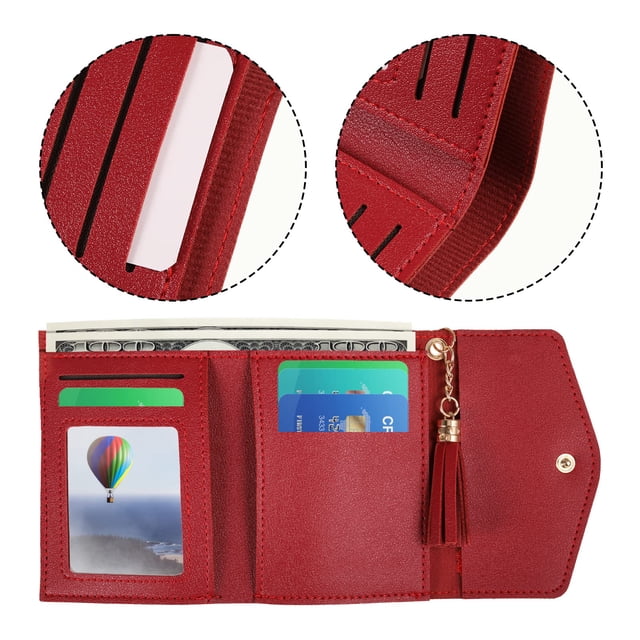 Youkk Elegant Women S Purse With Multiple Card Slots Exquisite Craft Hand Wallet Tassel Good Hand Feeling Red 1Set