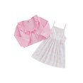 thumbnail image 1 of Kmbangi Bambin Fille 2Pcs Tenues d'Été, Robe Cami Imprimé Floral + Ensemble de Hauts à Manches Longues 6M-4Y, 1 of 9