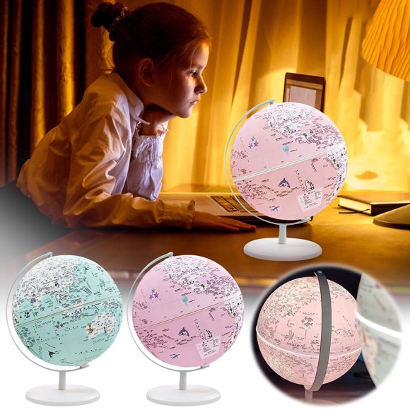 Nsxcdh Globe AR Illuminé Rotatif à 360°, Terre Haute Définition pour l'Éducation, Décoration de Bureau, Lumière LED, Apprentissage de la Géographie