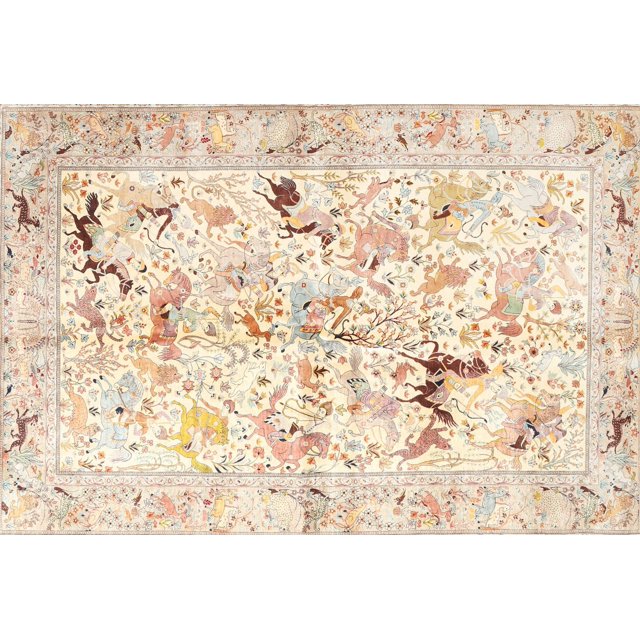 Ahgly Company Indoor Rectangle Traditional Peach Beige Persian Area Rugs, 6' x 9'