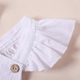 thumbnail image 4 of IROINID Barboteuse Réduite pour Bébé Fille Nouveau-Né Nourrisson Bébés Filles Vêtements Unis à Manches Volantées Barboteuse à Bretelles, Blanc, 4 of 9