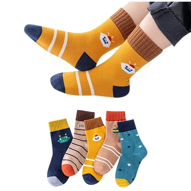 Amzcrzy 5PC Baby Socks 1-13 Years Non Slip Toddler Socks Unisex Girls Boys Socks Fashion Cute Warm Kids Socks Cotton Crew Socks