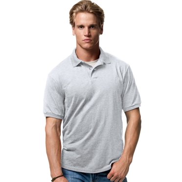 Hanes Polo en Jersey pour Hommes en Mélange de Coton, s, Cendre