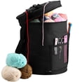 thumbnail image 1 of MesaSe Large Capacity Yarn Storage Bag with Multi-Pockets Barrel-Shaped Knitting Storage Bag Portable Yarn Knitting Organizer Bag with Hnadle Strap Home Travel Use for Hooks Needles Yarn, 1 of 8