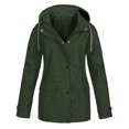 thumbnail image 1 of Veste Coupe-Vent à Capuche pour Femmes Grande Taille Imperméable Unie Manteau de Pluie Extérieur Plus Imperméable à Capuche Vestes Coupe-Vent Manteau Uni Imperméable en Liquidation, 1 of 4