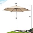thumbnail image 2 of Gymax 9 ft Outdoor Patio Market Table Umbrella Garden Yard w/ Crank 6 Ribs Beige, 2 of 7
