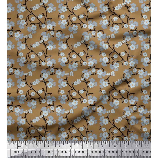 Soimoi Tissu Poly Georgette Imprimé Floral Fleur 1 Yard 42 Pouces de Large