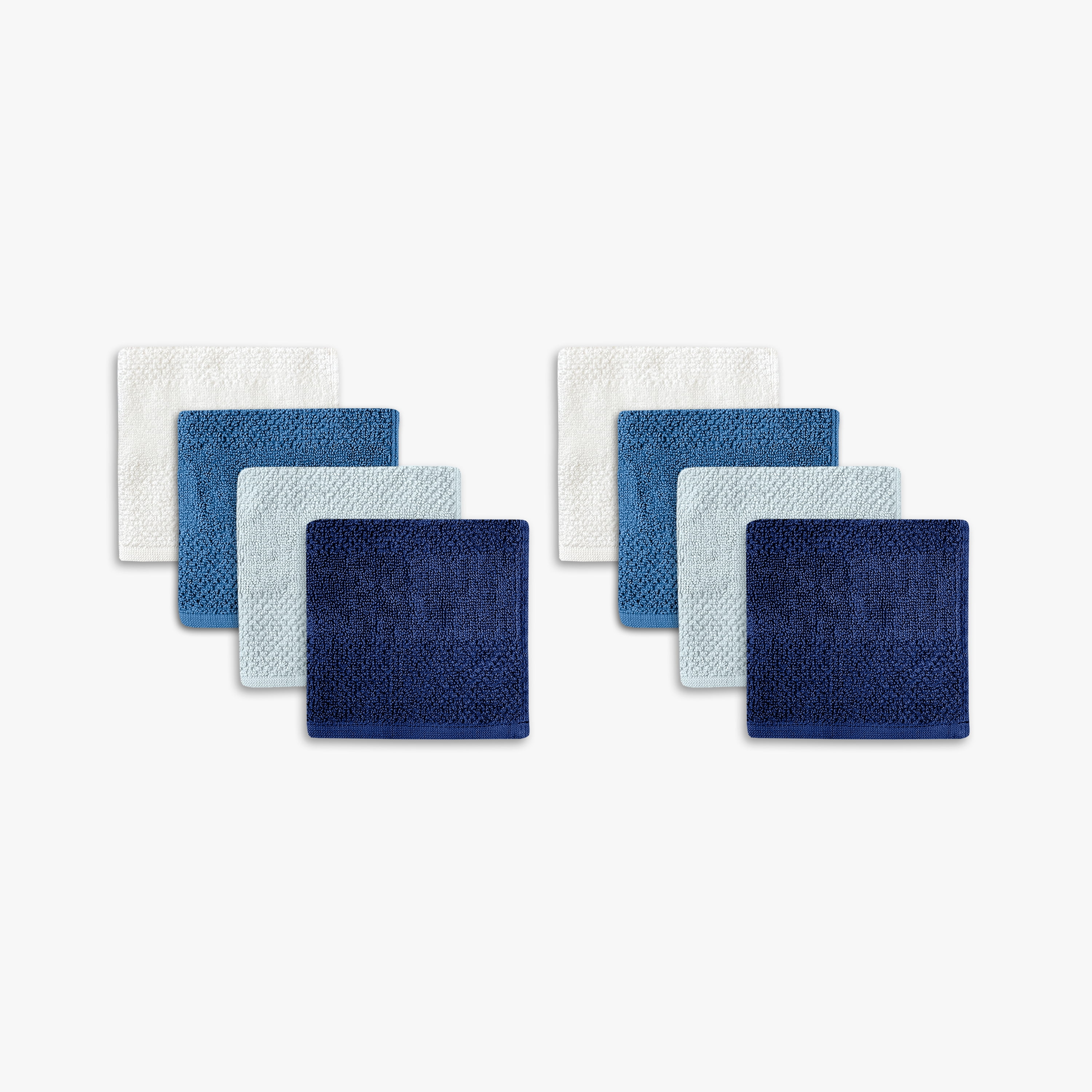 Mainstays Kids Lot de 8 gants de toilette, doux et résistants, 100 % coton, bleus