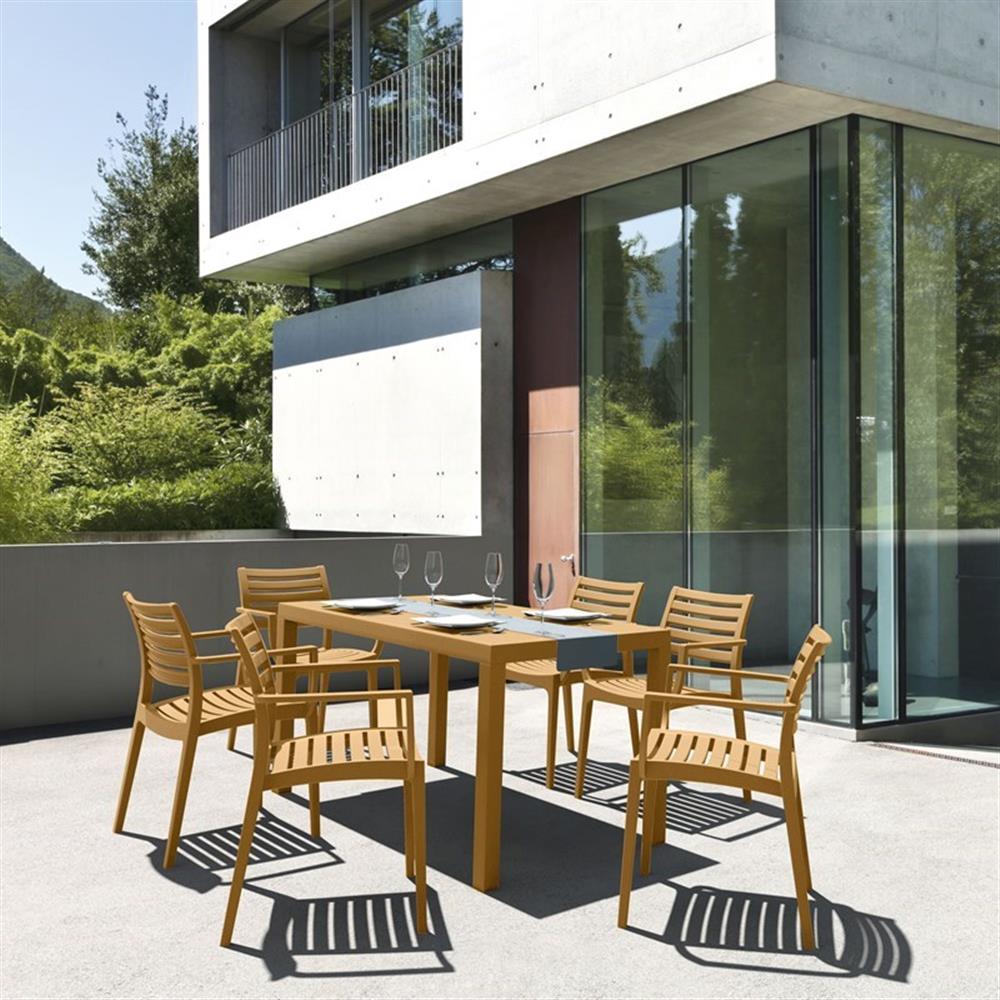 Compamia Artemis Ensemble de Salle à Manger de Patio 7 Pcs en Brun Teck