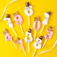 thumbnail image 2 of Pudcoco Numeral Birthday Candles Cake Topper with Bowknot Hat for Boys Girls, 2 of 7