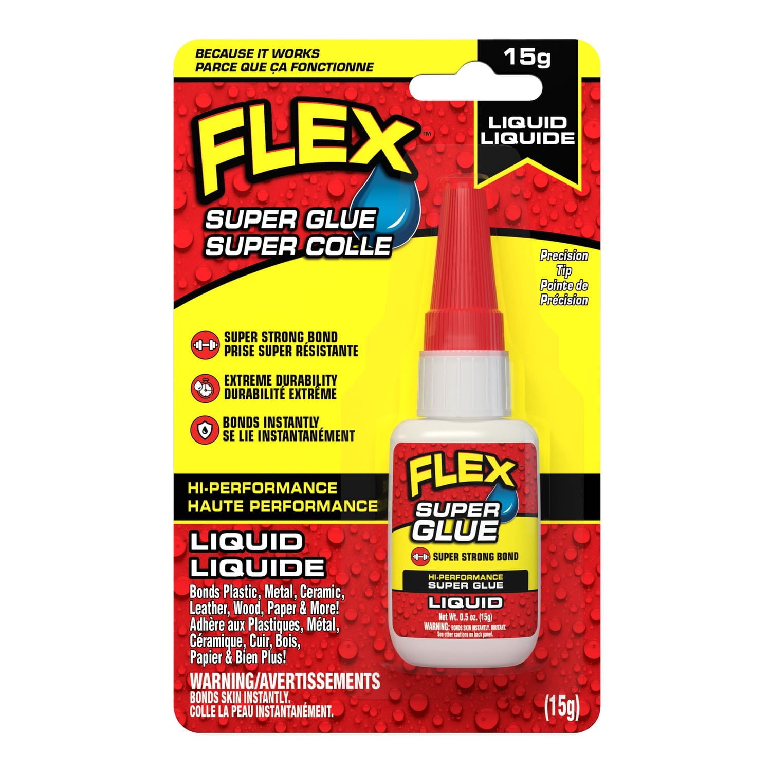 Flex Super Glue liquide 15 g – bouteille de colle instantanée